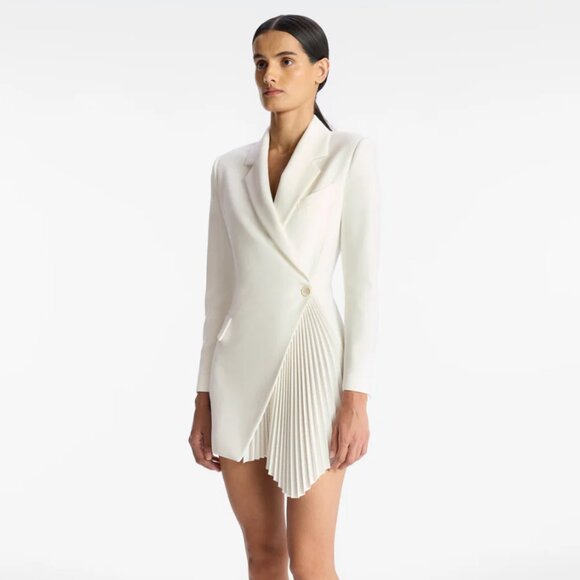 A.L.C. Juliet Pleated Blazer Dress White 00 - Picture 2 of 7